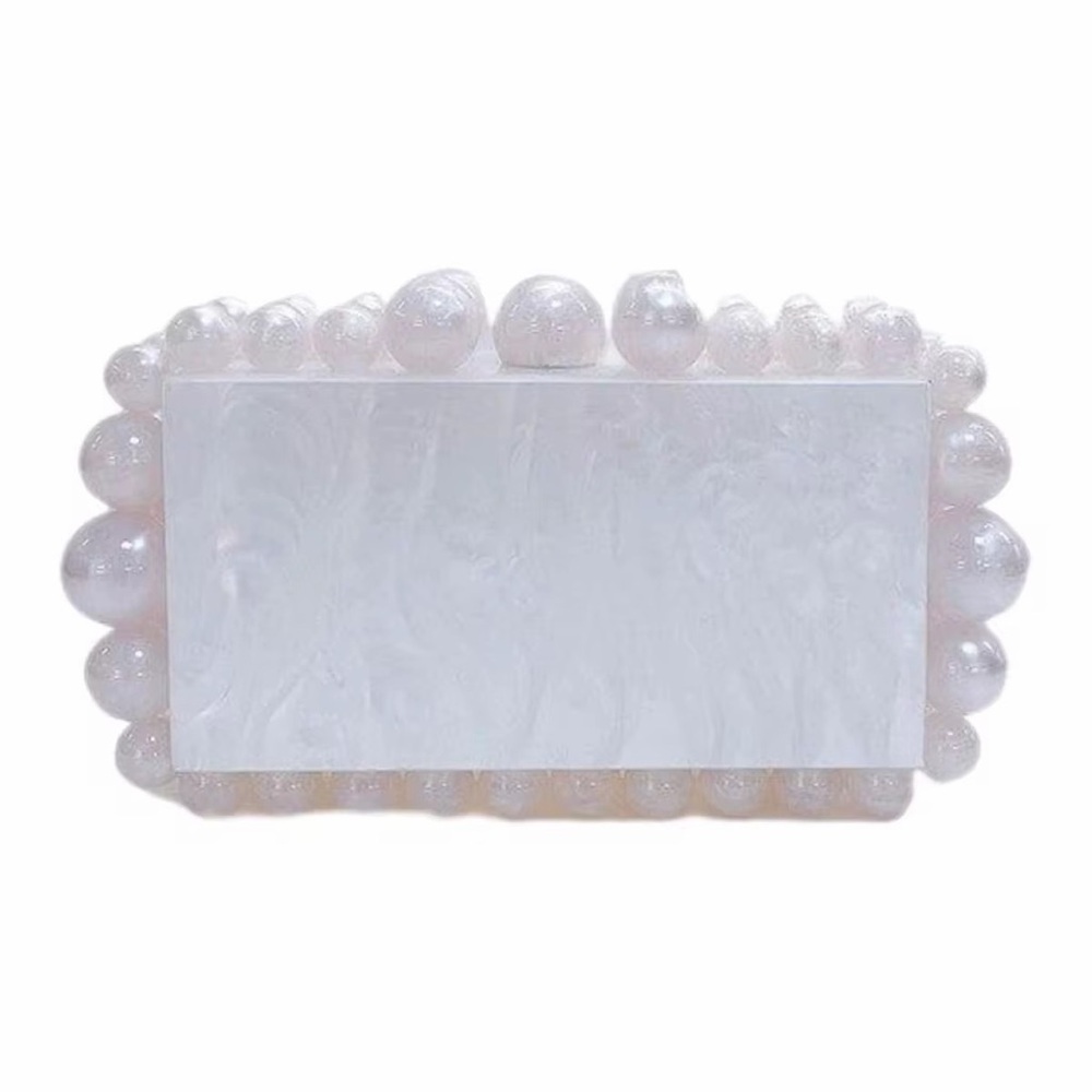 Bubble Acrylic Clutch - White Pearl